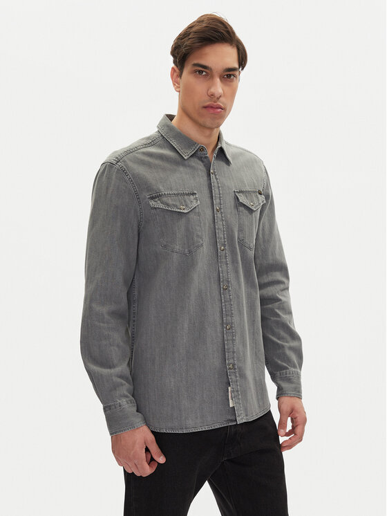 Mustang džinsiniai marškiniai  · Pilka · Regular Fit