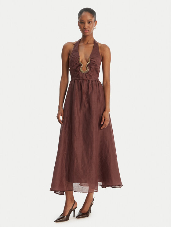 Bardot Kokteilinė suknelė · Ruda · Midi