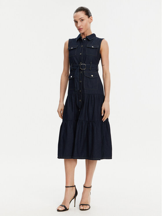 Morgan Džinsinė suknelė · Tamsiai mėlyna · Midi