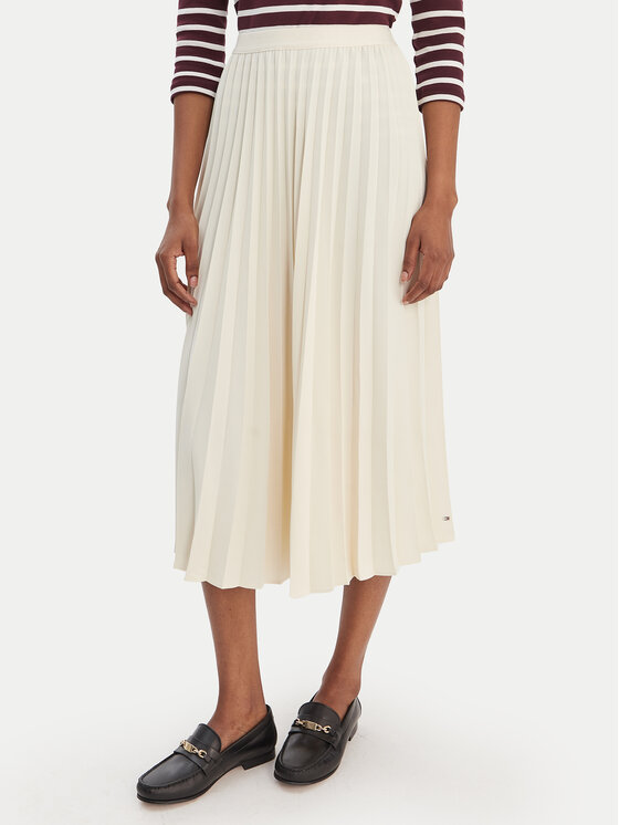 Tommy Hilfiger Plisuotas sijonas · Écru · Midi