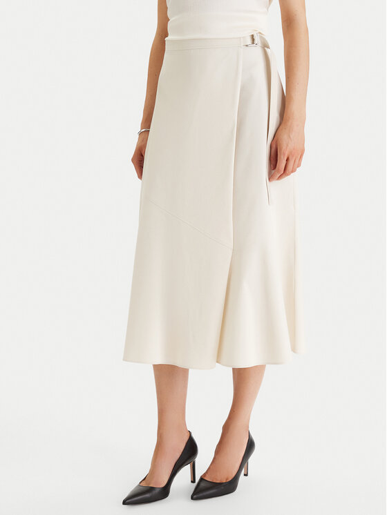 BOSS Trapecijos formos sijonas · Écru · Midi