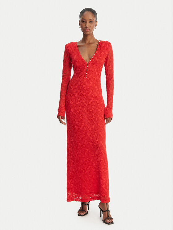 Bardot Kokteilinė suknelė · Raudona · Midi