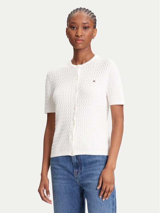 Tommy Hilfiger Kardiganas · Écru · Slim Fit