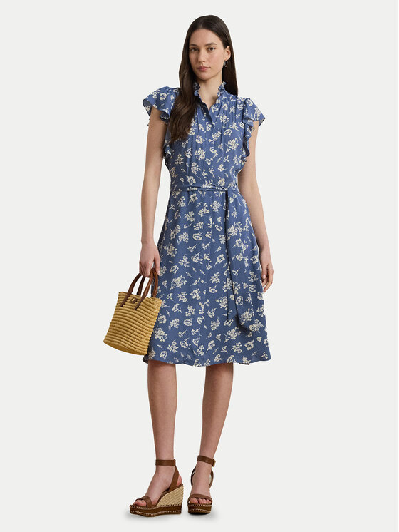 LAUREN RALPH LAUREN Marškinių tipo suknelė · Mėlyna · Midi