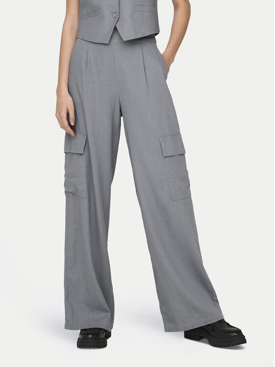 JDY Medžiaginės kelnės · Pilka · Regular Fit