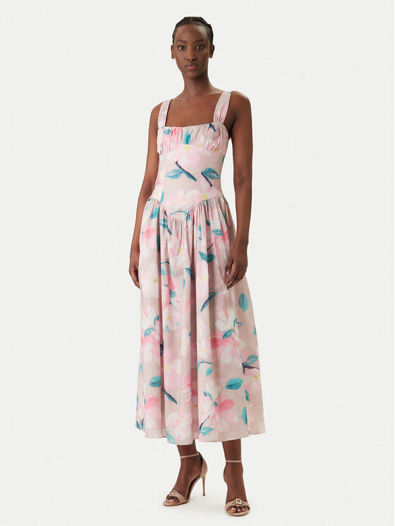 Bardot Kokteilinė suknelė · Rožinė · Midi