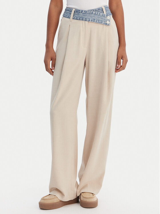 Desigual Medžiaginės kelnės · Smėlio · Regular Fit