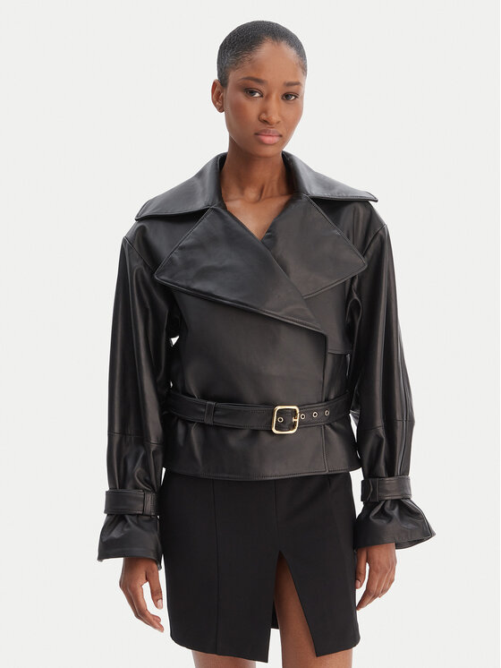 HUGO Odinė striukė · Juoda