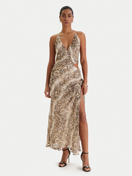 Bardot Kokteilinė suknelė · Smėlio · Midi