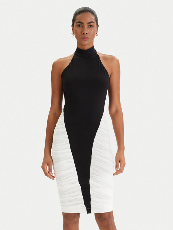 Bardot Kokteilinė suknelė · Juoda · Midi