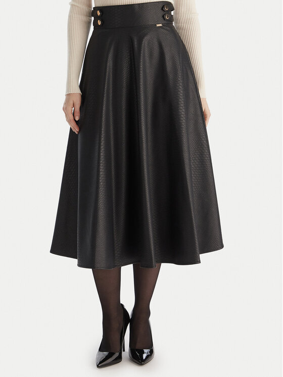 Fracomina Dirbtinės odos sijonas · Juoda · Midi