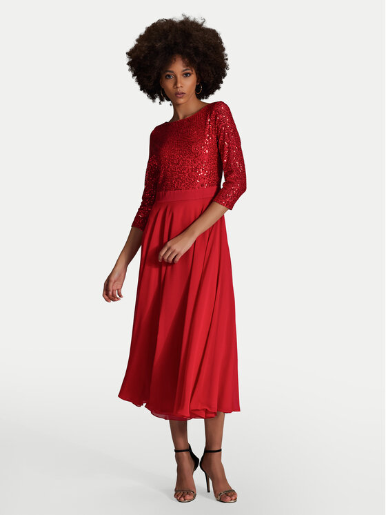 Swing Kokteilinė suknelė · Raudona · Midi