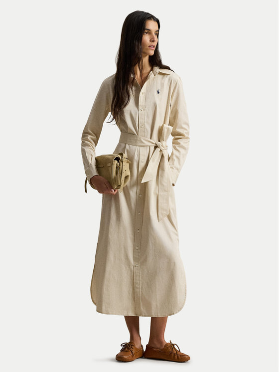 Polo Ralph Lauren Marškinių tipo suknelė · Smėlio · Midi