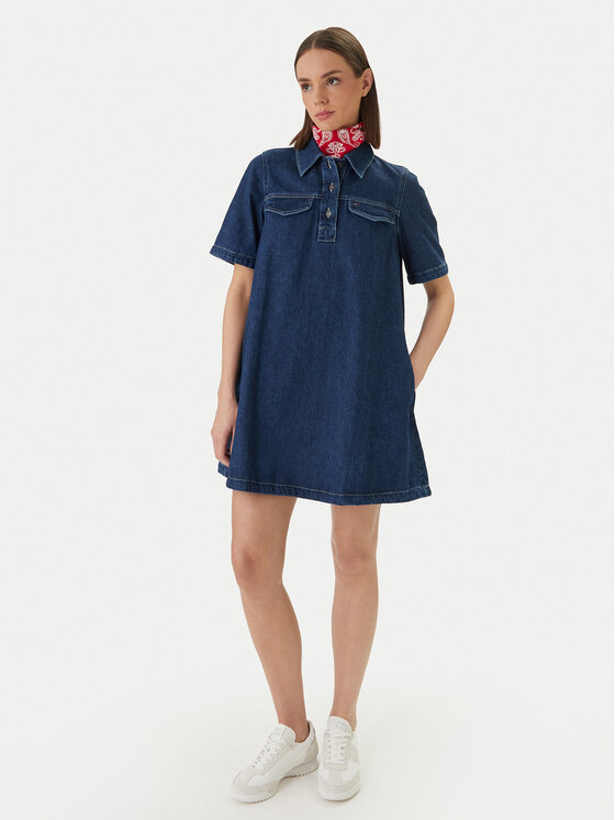 Tommy Jeans Džinsinė suknelė · Tamsiai mėlyna · Mini