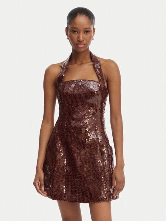 Bardot Kokteilinė suknelė · Vyšninė · Mini