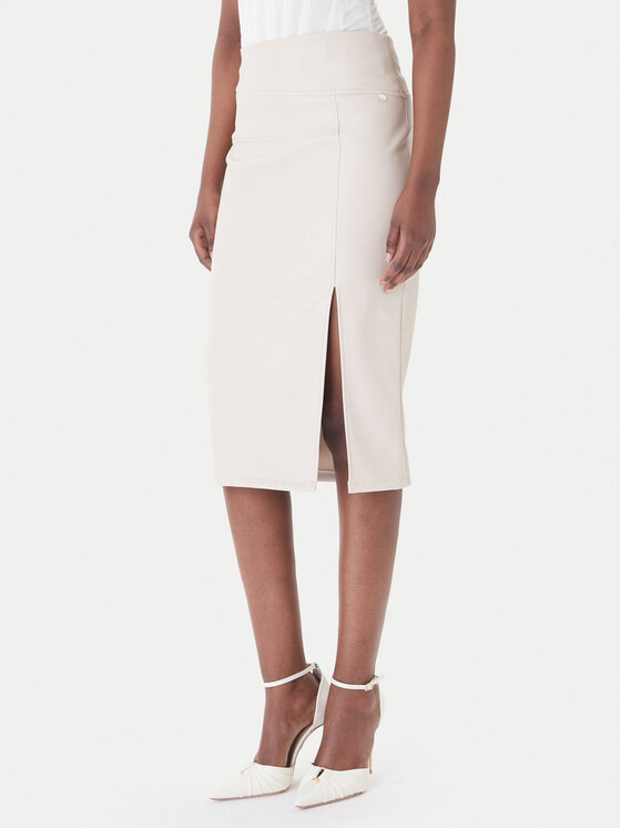 Rinascimento Dirbtinės odos sijonas · Smėlio · Midi