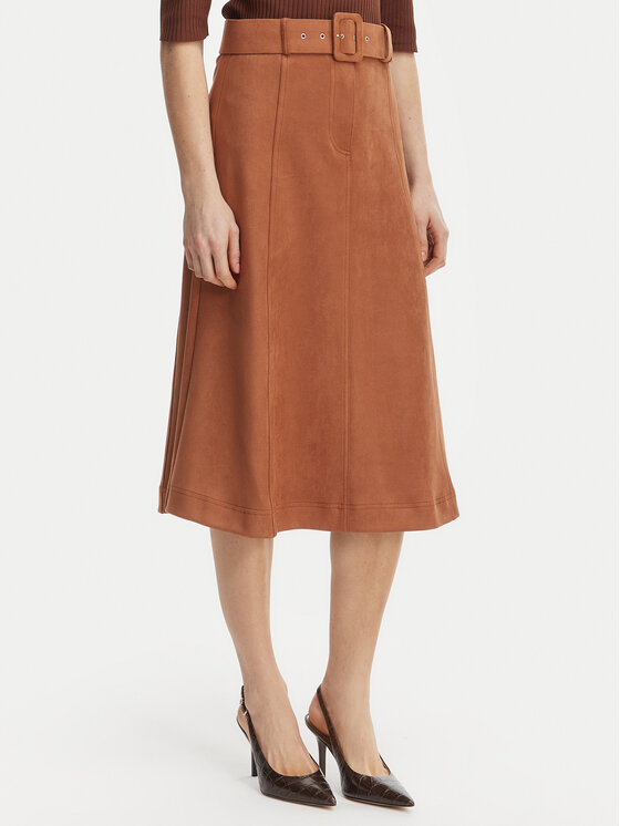 Rinascimento Dirbtinės odos sijonas · Ruda · Midi