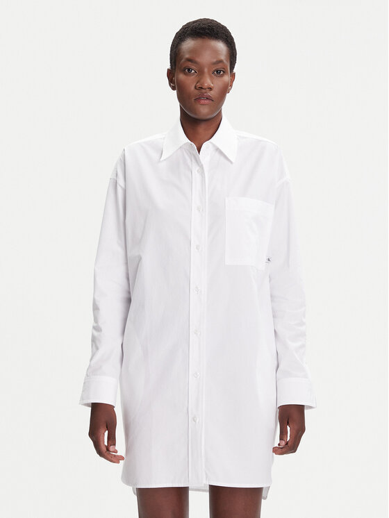 Calvin Klein Jeans Marškinių tipo suknelė · Balta · Mini