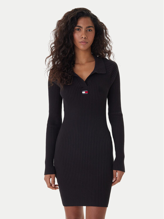 Tommy Jeans Trikotažinė suknelė · Juoda · Mini