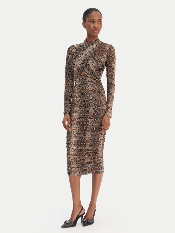 Bardot Kokteilinė suknelė · Ruda · Midi