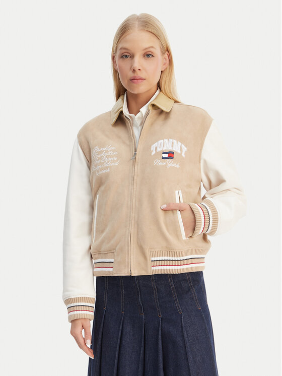 Tommy Jeans Odinė striukė · Smėlio