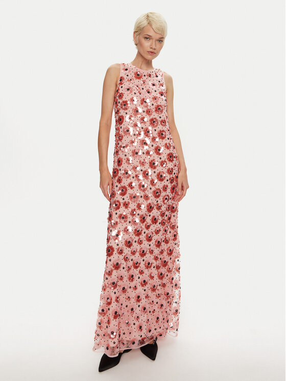 ROTATE Kokteilinė suknelė · Rožinė · Maksi