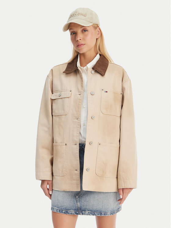 Tommy Jeans Demisezoninė striukė · Smėlio