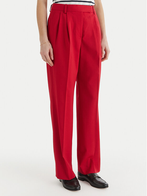 Tommy Hilfiger Medžiaginės kelnės · Raudona · Regular Fit