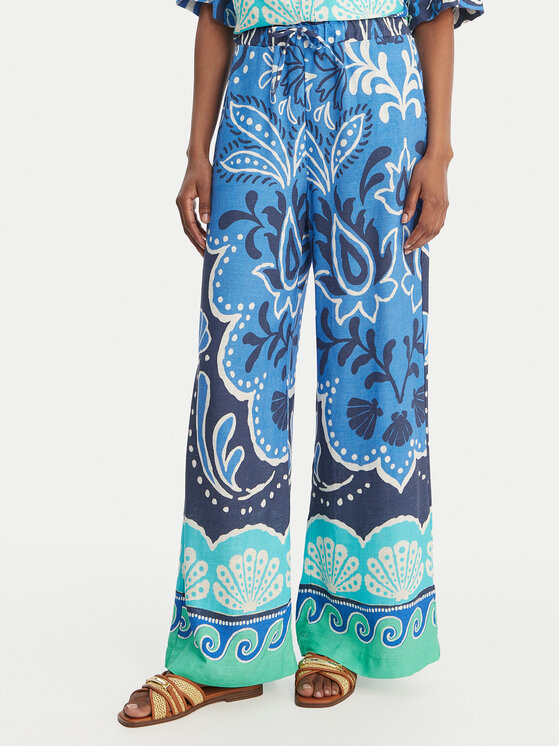 Banana Moon Medžiaginės kelnės · Žydra · Regular Fit