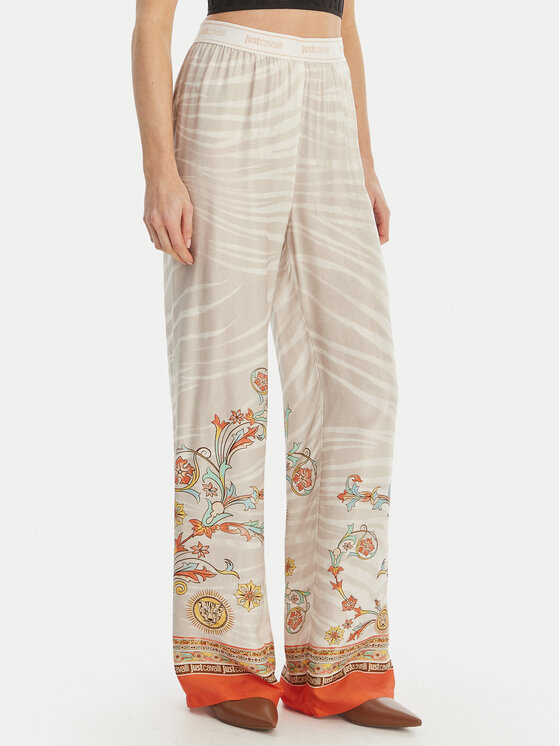 Just Cavalli Medžiaginės kelnės · Pilka · Regular Fit