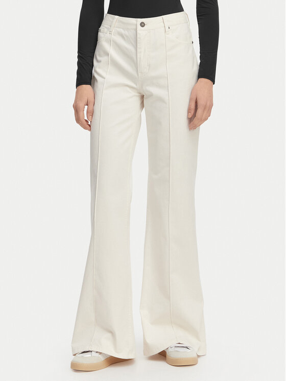 Guess Jeans Medžiaginės kelnės · Kreminė · Regular Fit