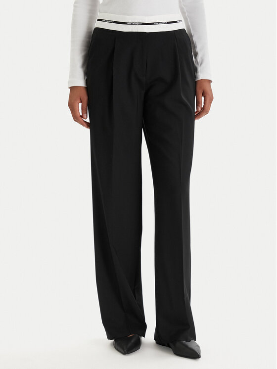 KARL LAGERFELD Medžiaginės kelnės · Juoda · Regular Fit