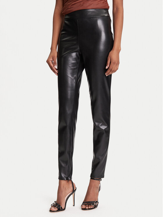 Guess Dirbtinės odos kelnės · Juoda · Slim Fit