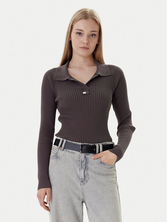 Tommy Jeans Megztinis · Ruda · Slim Fit