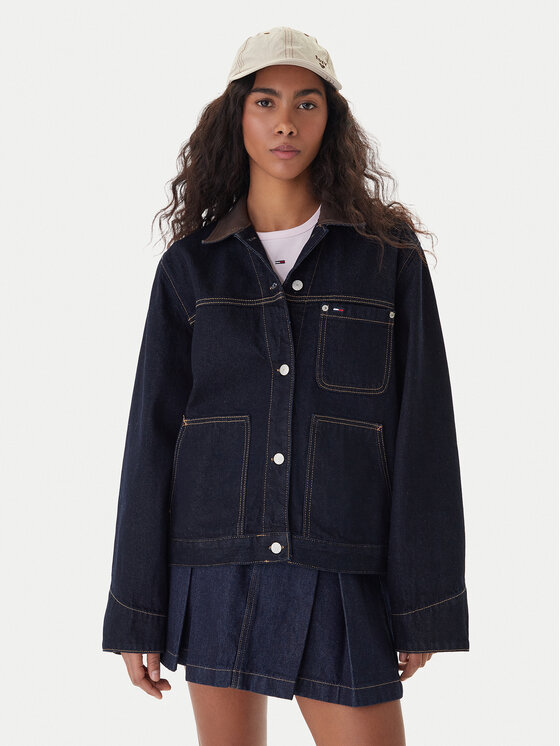 Tommy Jeans Džinsinė striukė · Tamsiai mėlyna