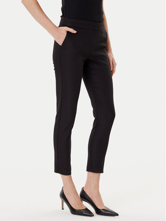 Morgan Medžiaginės kelnės · Juoda · Slim Fit