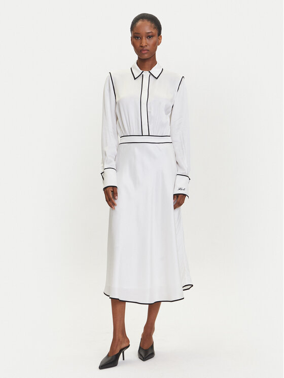 KARL LAGERFELD Marškinių tipo suknelė · Écru · Midi