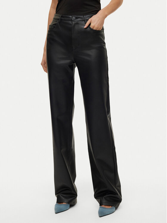 Vero Moda Dirbtinės odos kelnės · Juoda · Regular Fit