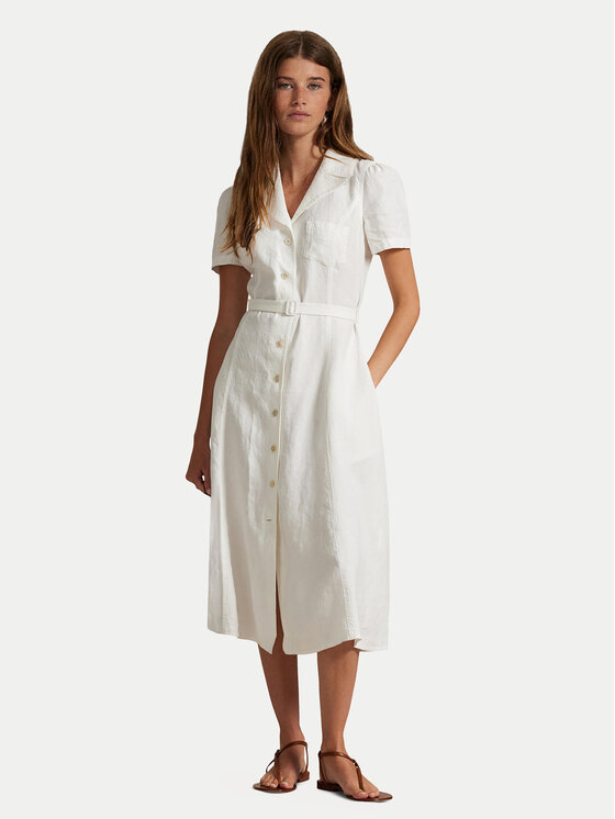 Kodas SUN15 Polo Ralph Lauren Marškinių tipo suknelė · Balta · Midi