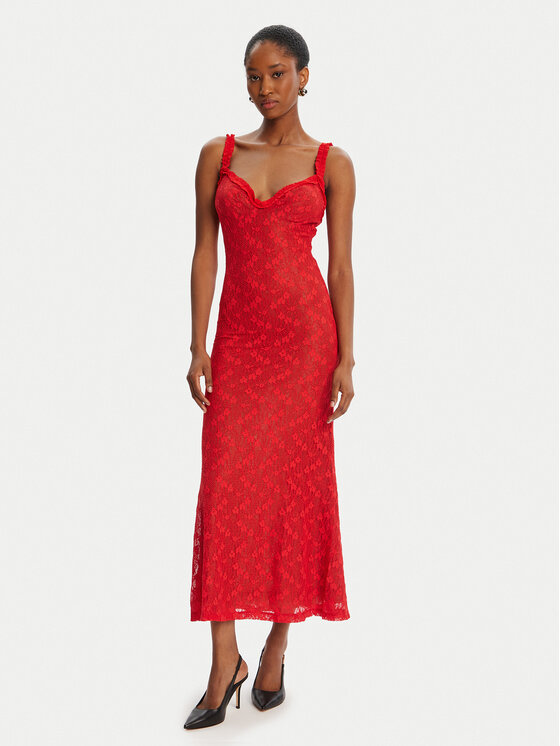 Kodas SUN15 Bardot Kokteilinė suknelė · Raudona · Midi