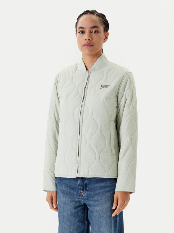 Tommy Jeans Demisezoninė striukė · Žalia