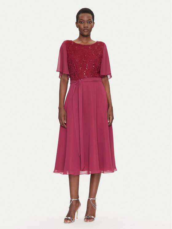 Swing Kokteilinė suknelė · Vyšninė · Midi