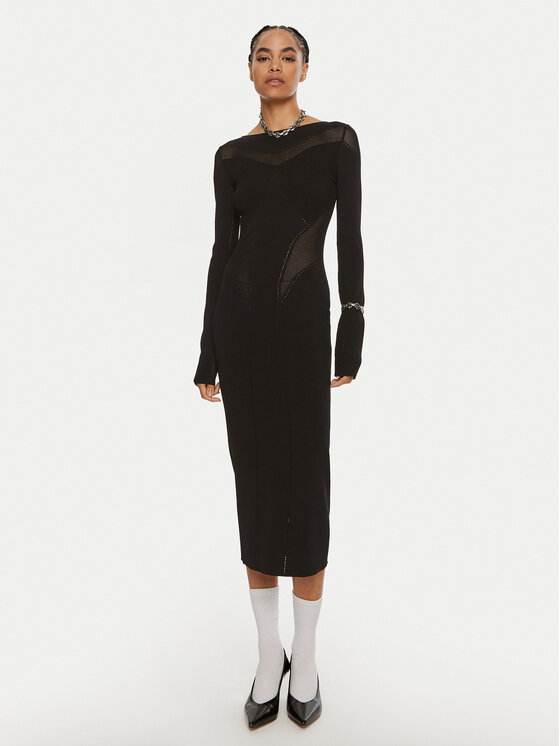Patrizia Pepe Trikotažinė suknelė · Juoda · Midi