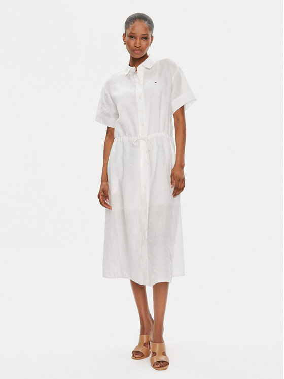Tommy Hilfiger Marškinių tipo suknelė · Balta · Midi