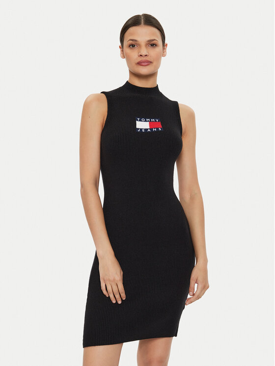 Tommy Jeans Trikotažinė suknelė · Juoda · Mini