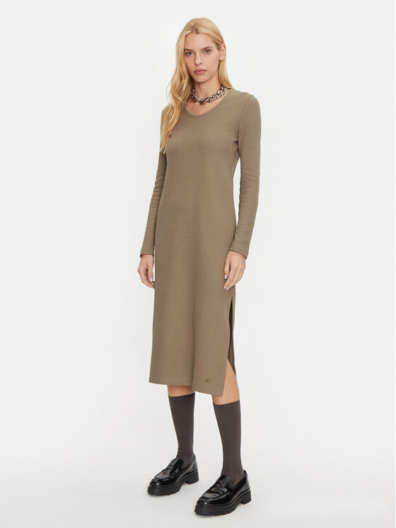 Calvin Klein Jeans Trikotažinė suknelė · Smėlio · Midi