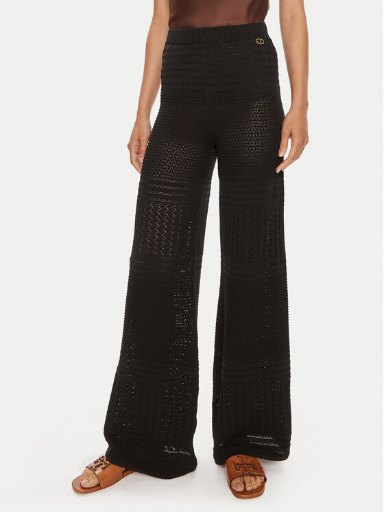 TWINSET Medžiaginės kelnės · Juoda · Slim Fit