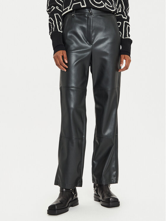 Max Mara Leisure Dirbtinės odos kelnės · Juoda · Regular Fit