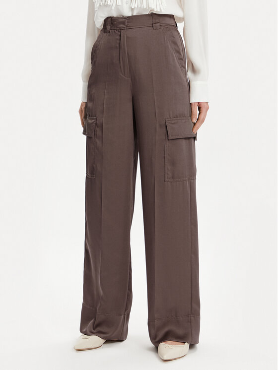 Marella Medžiaginės kelnės · Ruda · Relaxed Fit