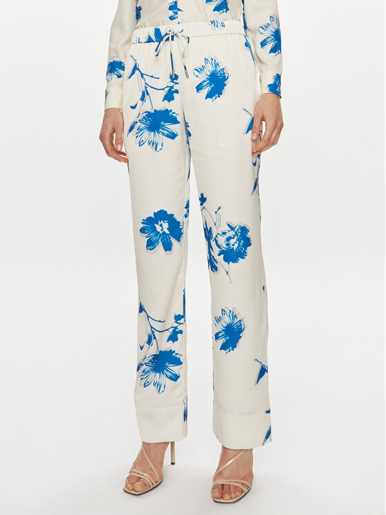 Calvin Klein Medžiaginės kelnės · Balta · Regular Fit